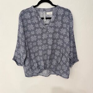 Elegant Navy Patterned Blouse Lea & Nicole by F. Altieri